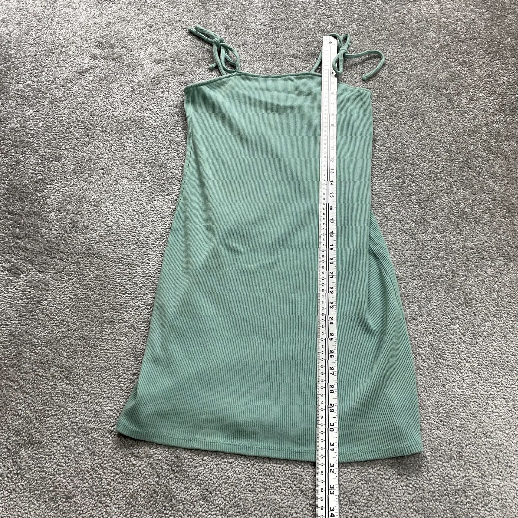 Vintage Wild Fable Dress L Womens Green Bodycon Sleeveless Spaghetti Strap Square Neck Casual Party/Cocktail Travel Lightweight Stretch Cotton Polyester Size L / US 10 / IT 46 - 6 Thumbnail