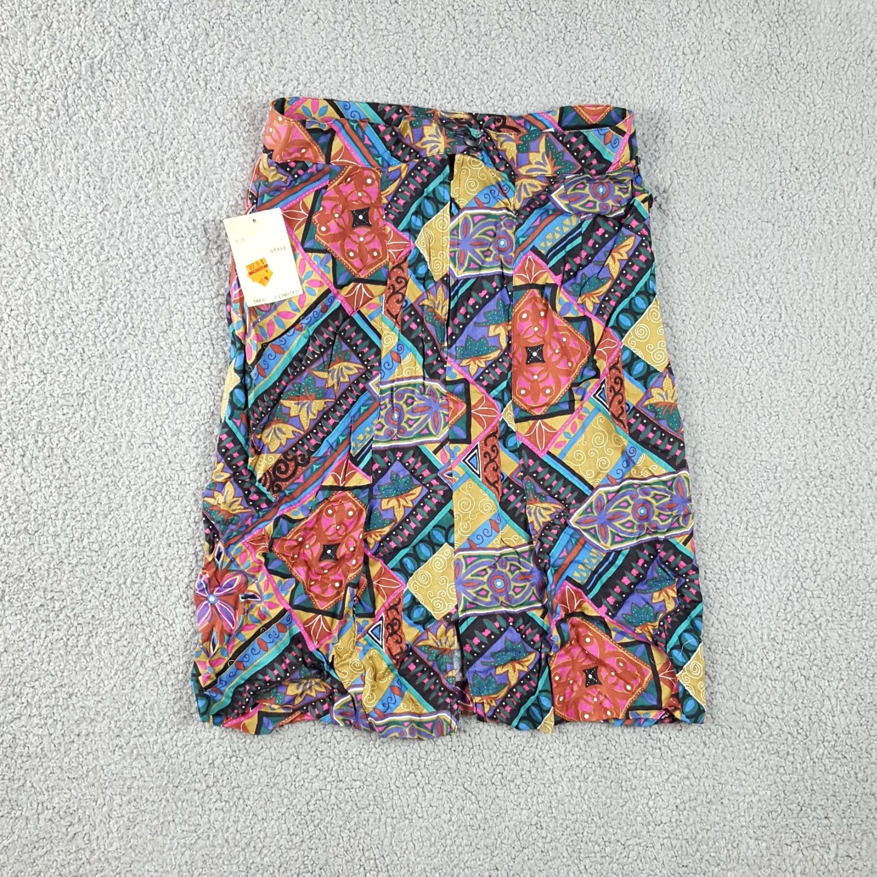 CAMILLA Vintage 80s Floral Geometric Straight Mini Above Knee Women's Size 9-10 Skirt Size 32" / US 10 / IT 46 - 6 Thumbnail