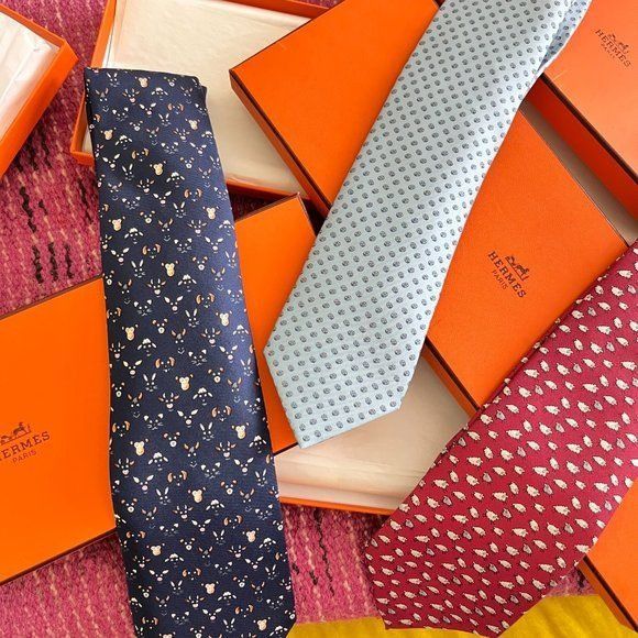 Hermes Hermes 5563MA Counting Sheep Printed Silk Tie Size ONE SIZE - 6 Thumbnail