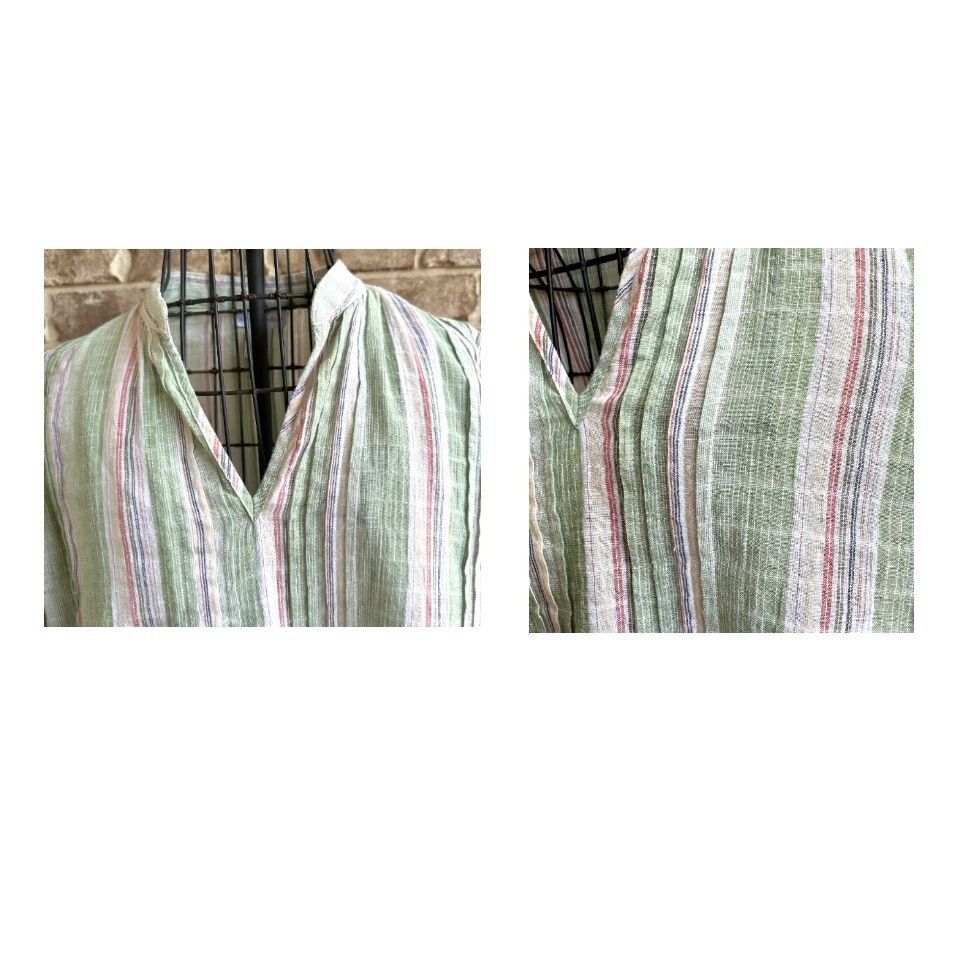 Other Soft Surroundings Tunic Top XS Extra Small Striped V Neck Ro Size XS / US 0-2 / IT 36-38 - 2 Thumbnail