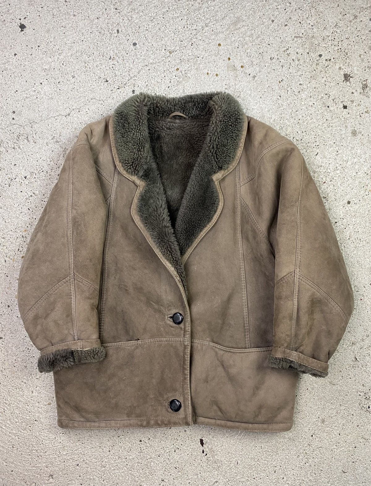 Vintage Shearling leather jacket brown warm made in italy Size US L / EU 52-54 / 3 - 1 Thumbnail