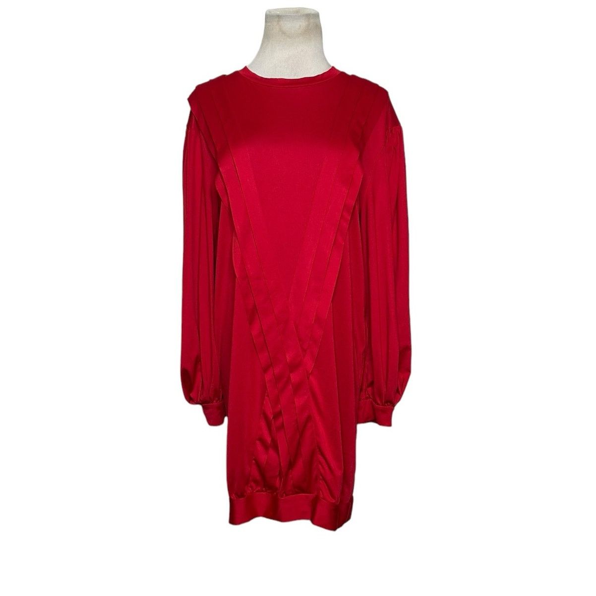 Zara red long sleeves pleated mini dress size small - crrs.pl