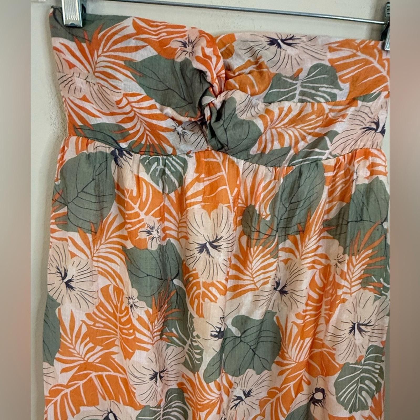 Luchiano Visconti Lush tropical green orange strapless midi dress SZ XS Size XS / US 0-2 / IT 36-38 - 2 Thumbnail