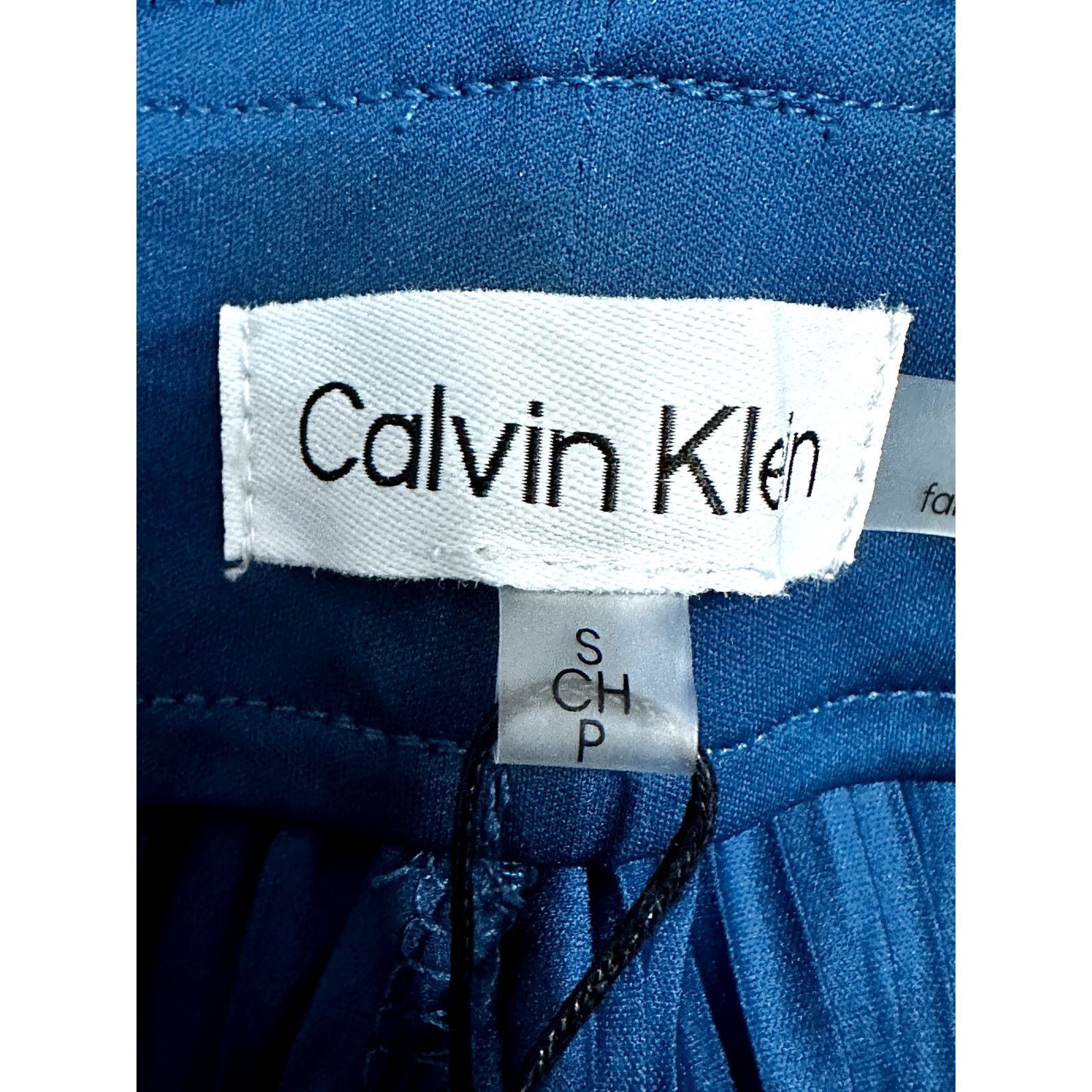 Calvin Klein Calvin Klein Wide Leg Pants Pull On Pleated Texture Blue S Size 29" - 9 Thumbnail