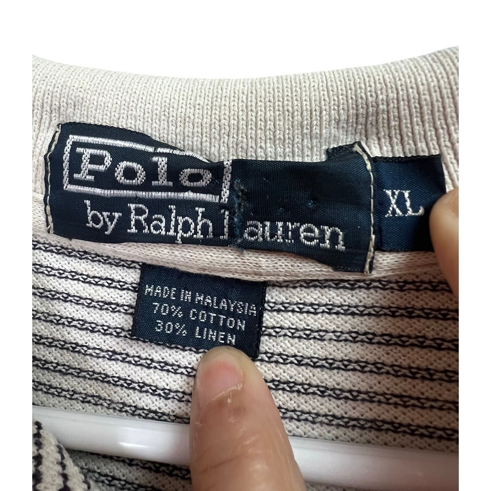 Polo Ralph Lauren Polo Ralph Lauren Vintage Striped Polo Shirt Black Cream XL Size US XL / EU 56 / 4 - 4 Thumbnail