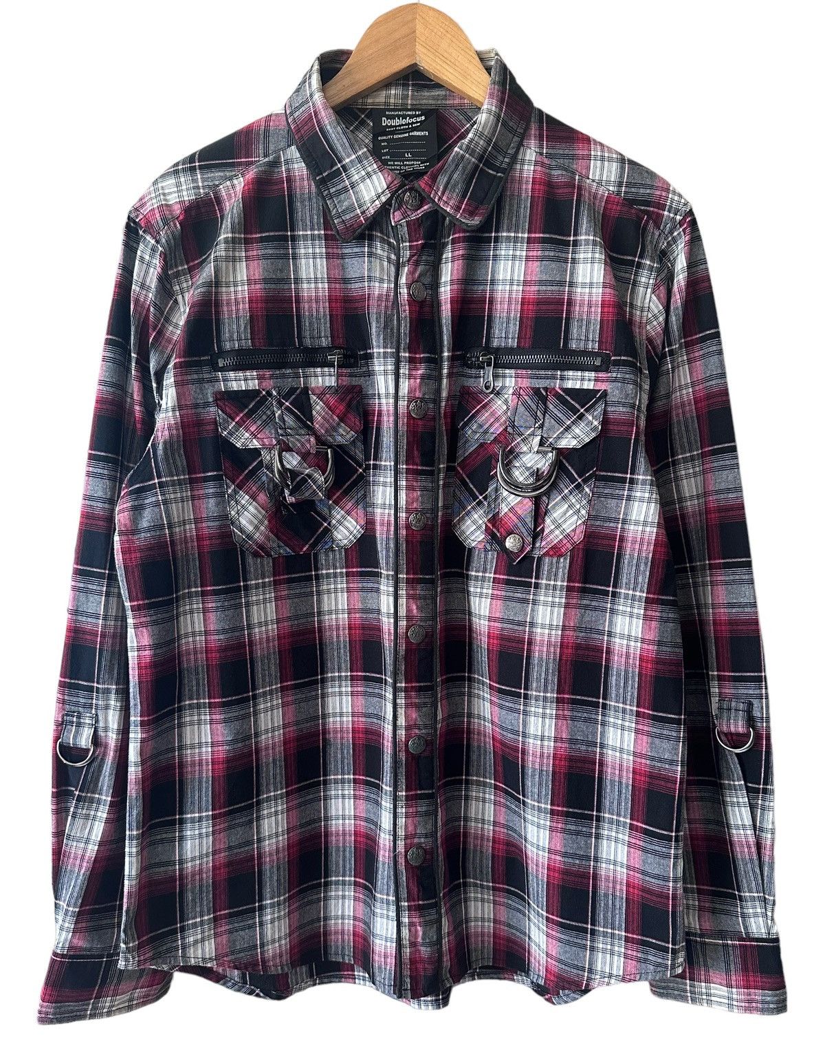 🇯🇵 Doublefocus Shadow Plaid Bondage Punk Rock Shirts