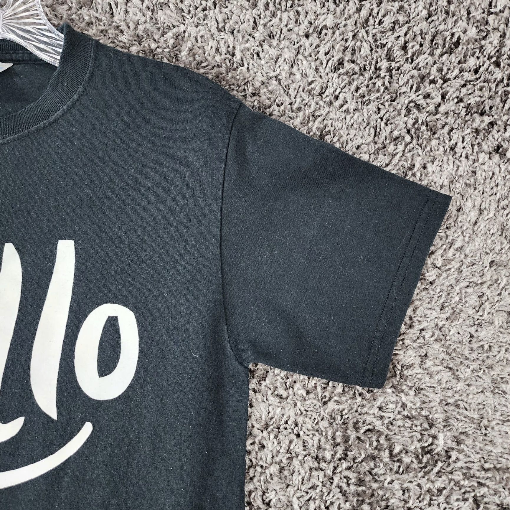 Port & Company Port & Company T-Shirt Adult Small Black Hello Short Sleeve Womens Size 28" / US 6 / IT 42 - 2 Thumbnail
