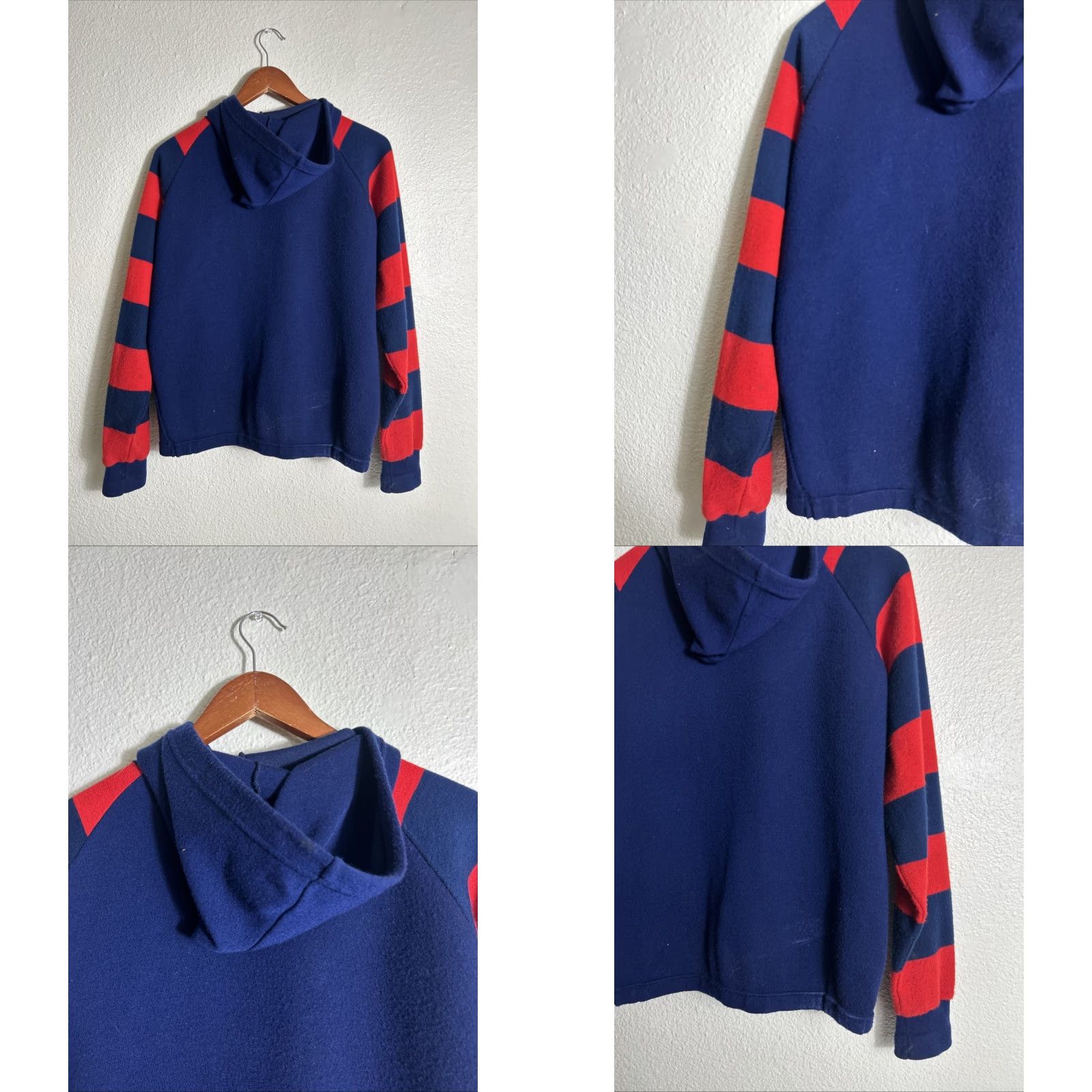 Vintage VINTAGE Dorfman Pacific Sportswear Hoodie Full Zip M Men Blue Striped Acrylic | 23" Chest 24" Length Size US M / EU 48-50 / 2 - 8 Thumbnail