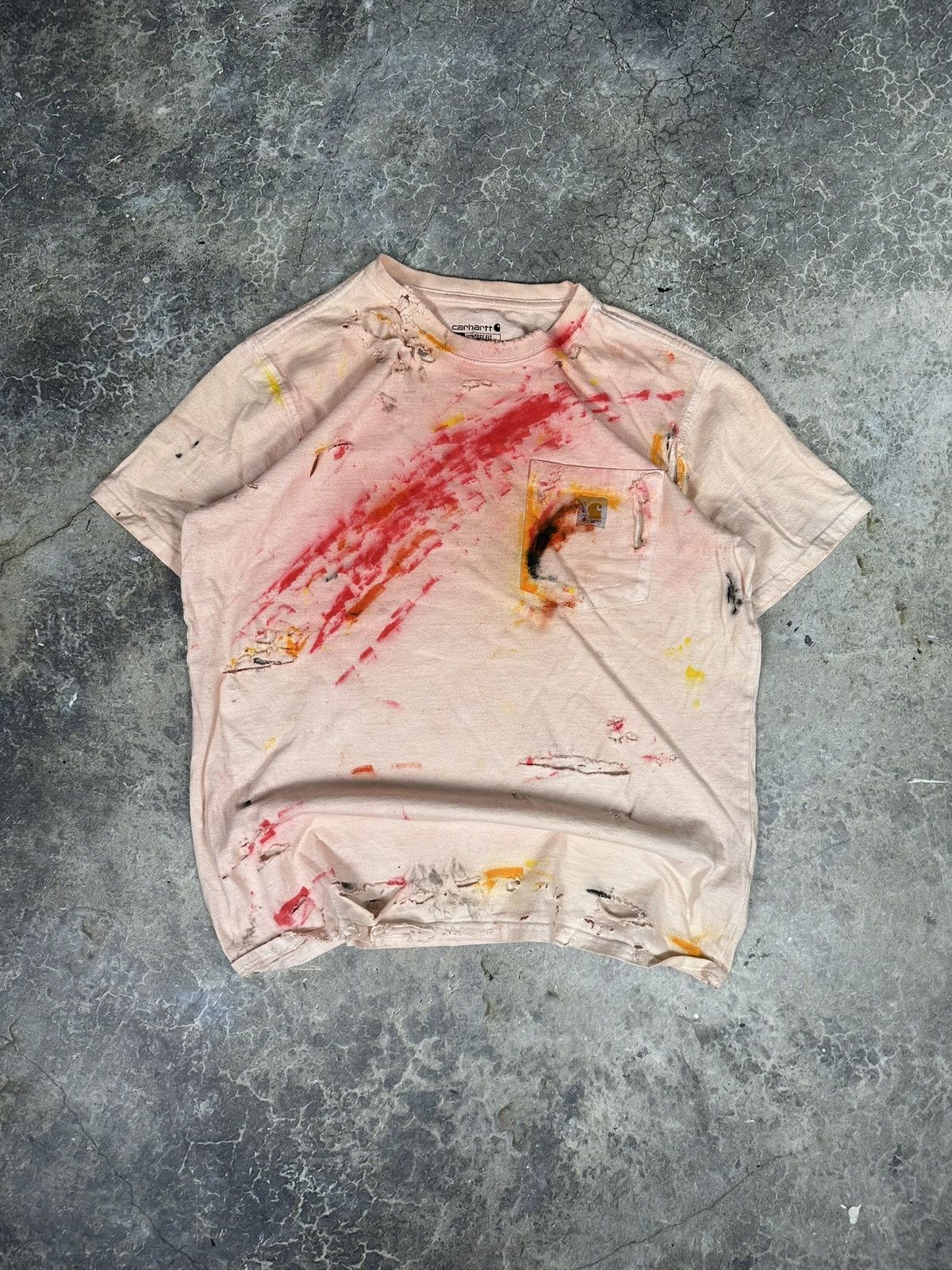 Carhartt × Vintage Vintage Thrashed and painted Carhartt Tee Size US L / EU 52-54 / 3 - 1 Thumbnail