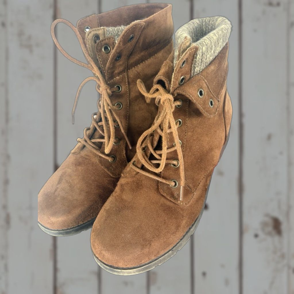 Vintage Arizona Yetta Cognac Memory Foam Lace Up Ankle Booties Womens Size 8M Size US 8 / IT 38 - 1 Thumbnail
