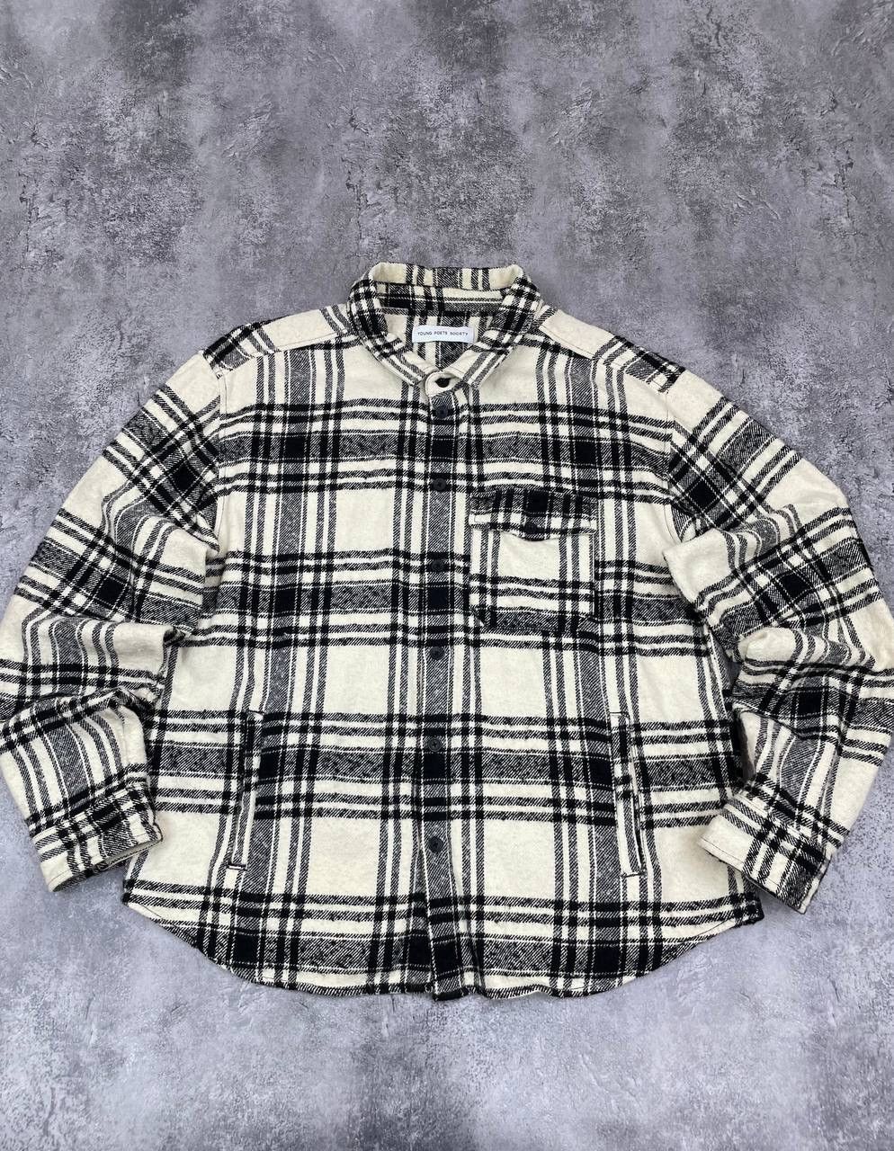 Other Young Poets Society Men Wool Shirt Jacket Black White Check Size US XL / EU 56 / 4 - 1 Thumbnail