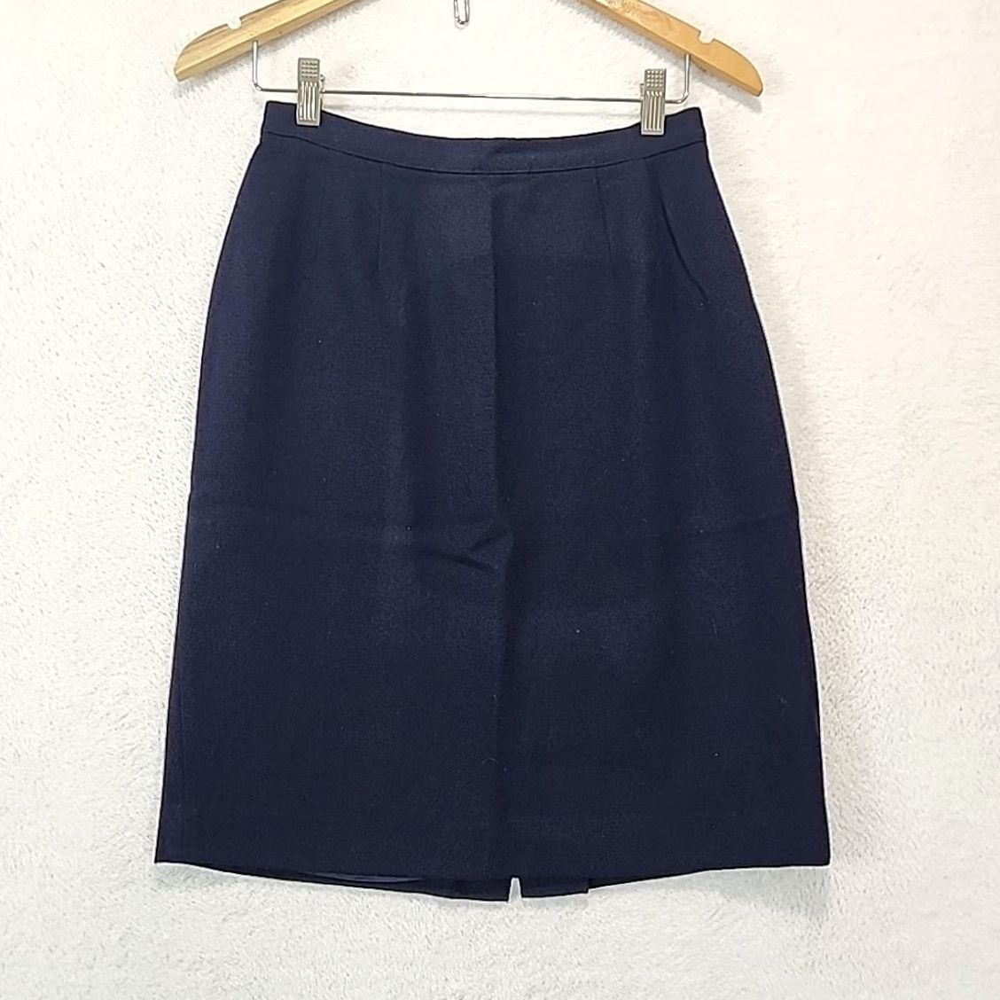 Vintage VINTAGE Unbranded Wool Women's Skirt 6P Pencil Knee-Length Dark Navy High Rise Lined Retro Y2K Mens Womens Girls Girls Size 28" / US 6 / IT 42 - 4 Thumbnail