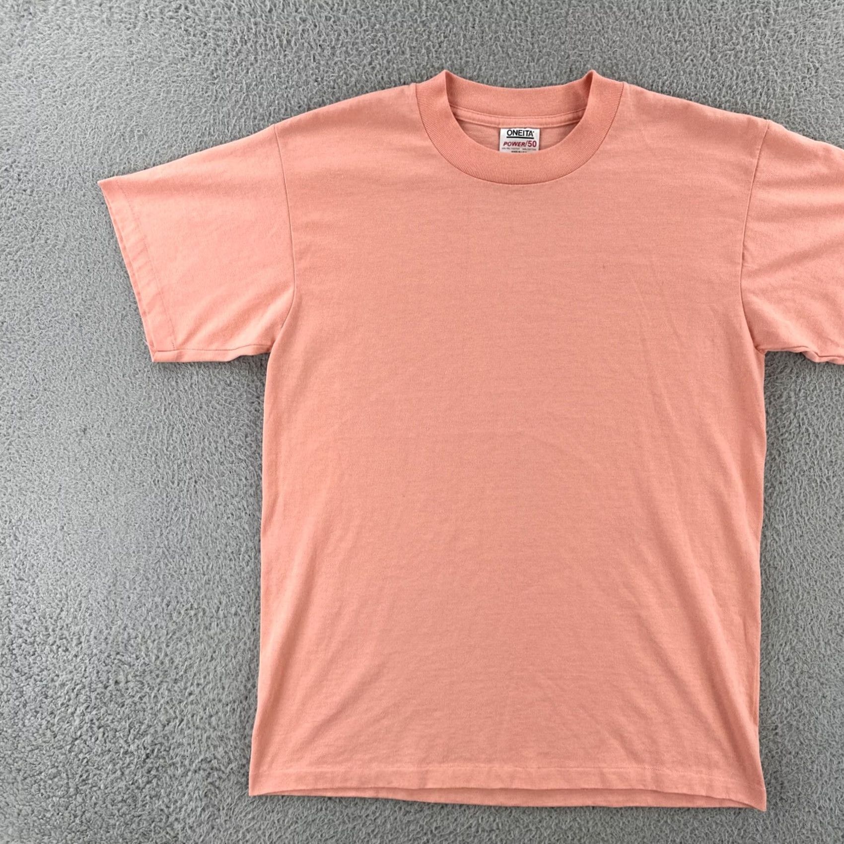 Vintage VINTAGE Oneita Power/50 Men’s L Pink Short Sleeve Crew Neck T-Shirt 90s USA Mens Size US L / EU 52-54 / 3 - 3 Thumbnail