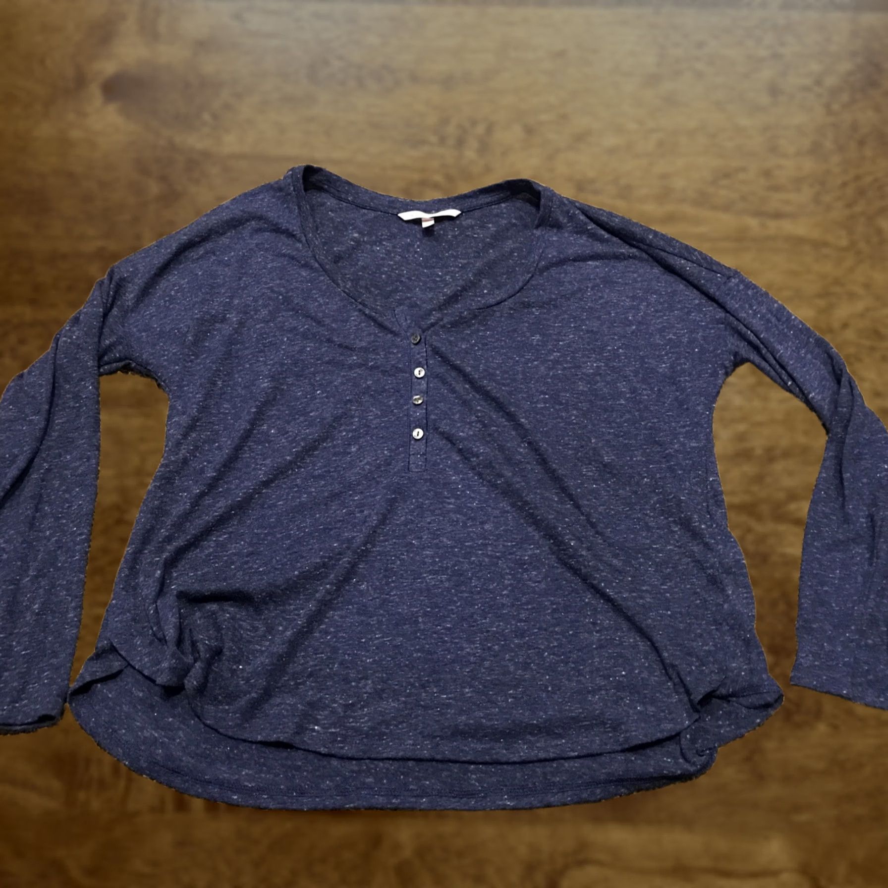Vintage Victoria's Secret Womens S Blue Polyester Blend Long Sleeve Shirt Paisley Pattern, Round Neck, Lightweight Casual Knit Button, Regular Fit, Velvet? Size S / US 4 / IT 40 - 1 Thumbnail