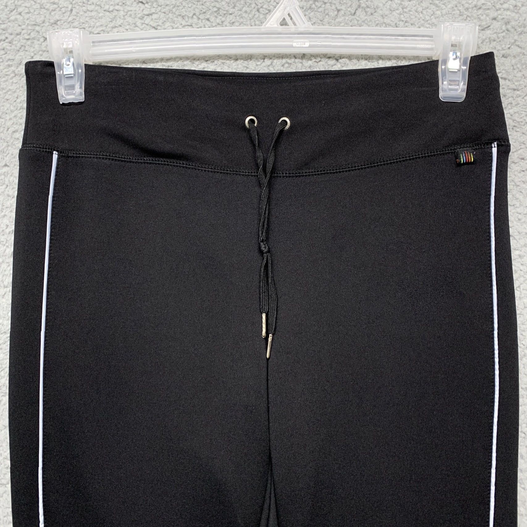 Vintage ZX Sport Women’s Capri Athletic Pants Sz S Black White Stripe Stretch Drawstring Size 28" / US 6 / IT 42 - 2 Thumbnail