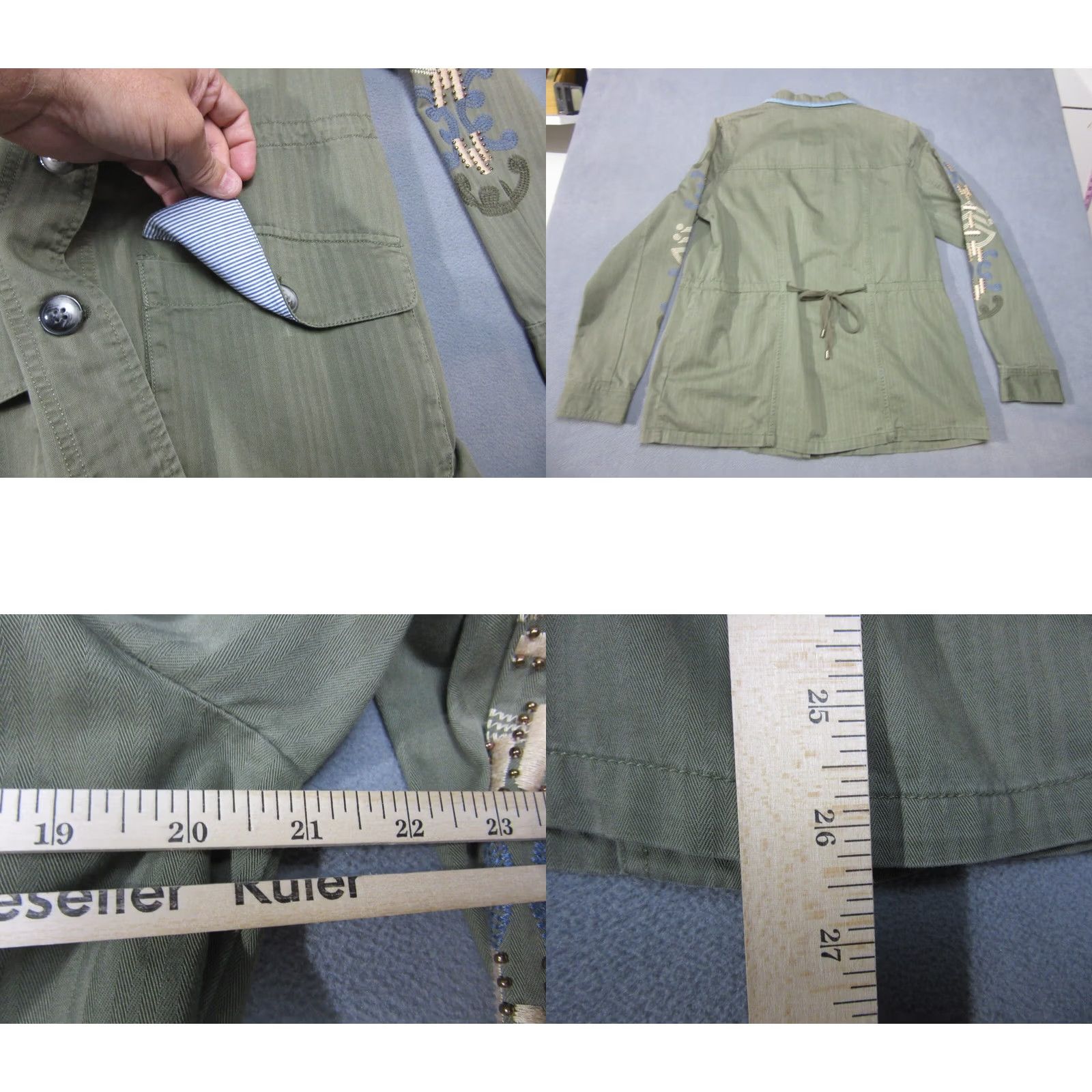 Anthropologie Anthropologie Jacket Womens Medium Olive Green Embroidered Button Front Hei Hei Size M / US 6-8 / IT 42-44 - 9 Thumbnail