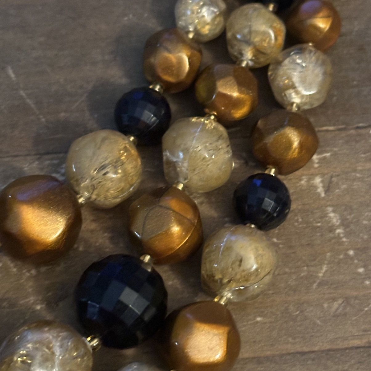 Vintage Vintage chunky layered gold, copper and black bead necklace Size ONE SIZE - 4 Thumbnail