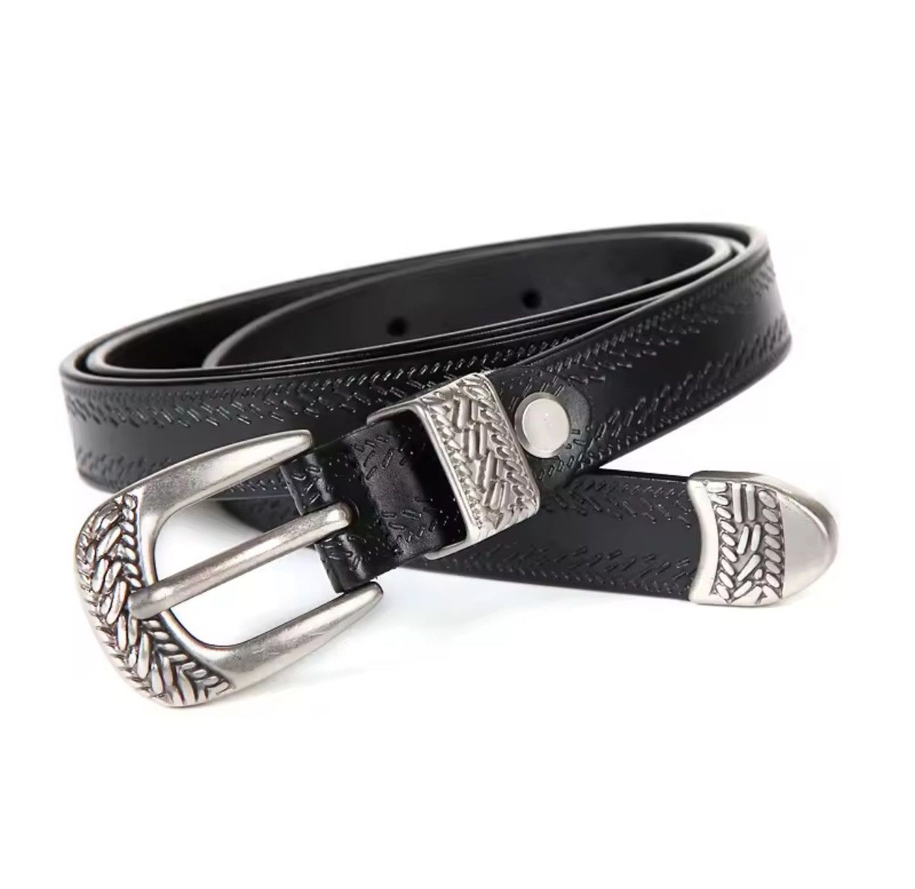 Other Leather Vintage Retro Style Black Casual Belt Size ONE SIZE - 3 Thumbnail