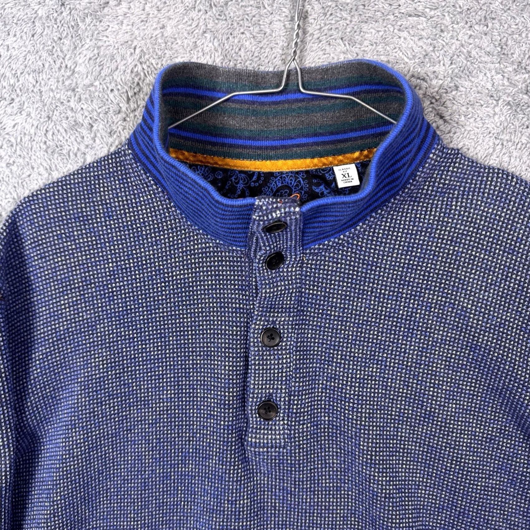 Robert Graham Robert Graham Jacket Men's XL Classic Fit Knit Grid Henley Pullover Sweater Size US XL / EU 56 / 4 - 5 Thumbnail