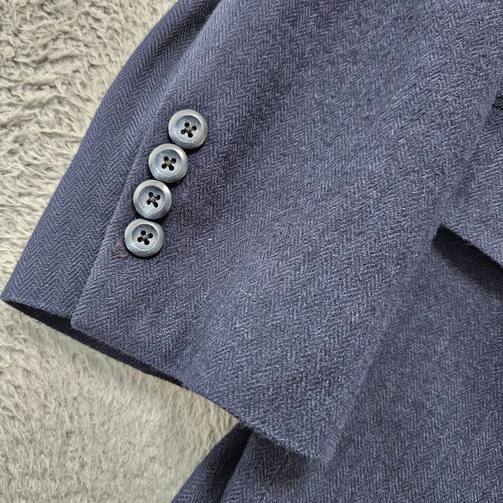 Nordstrom Nordstrom Loro Piana Blazer Mens 44L Navy 2 Button Single-Breasted Notch Lapel Wool Camelhair Tweed Jacket Size 44R - 2 Thumbnail