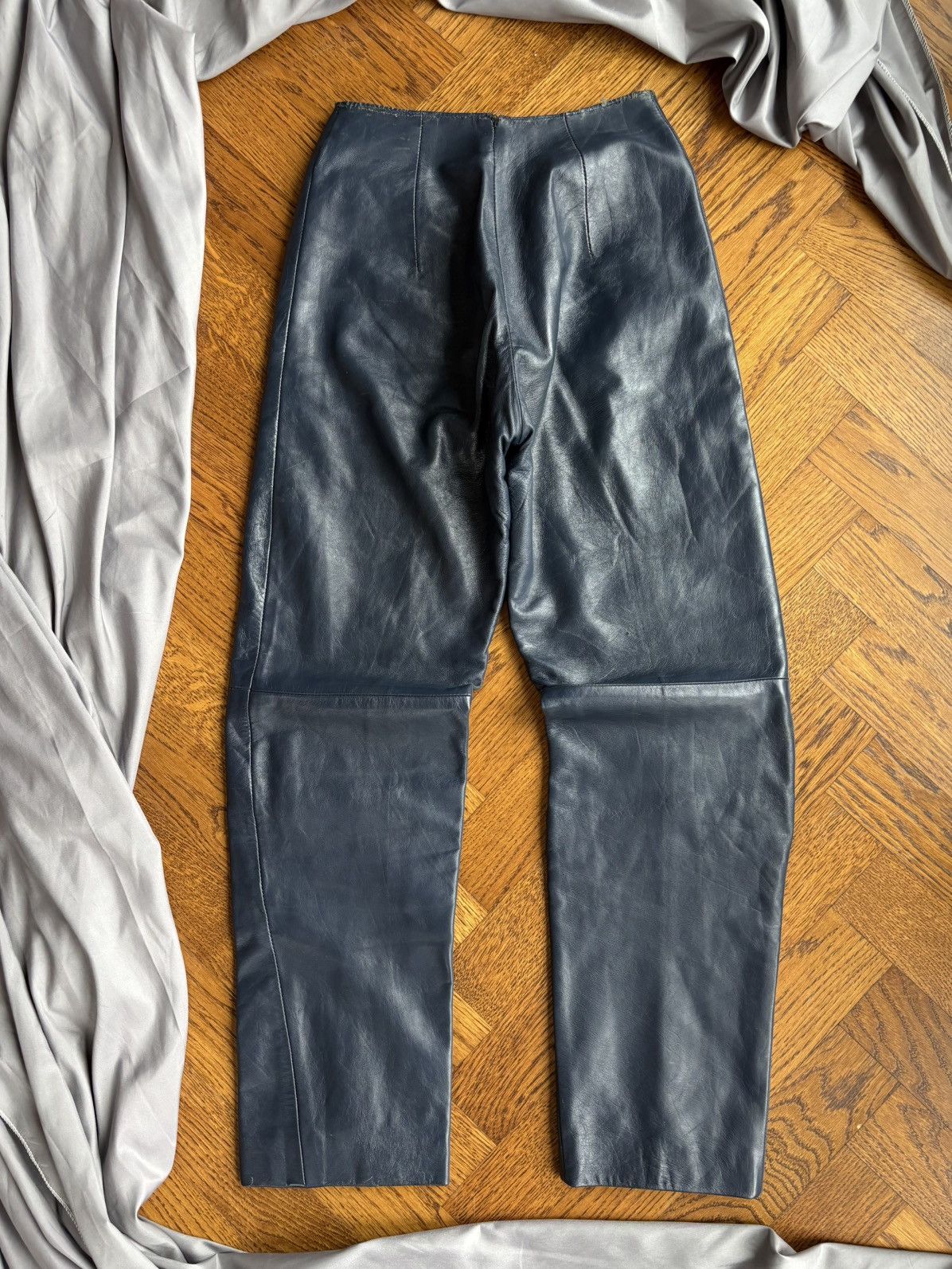 Indian Motorcycle × Leather × Vintage True Vintage Leather Pants Blue High Waisted 60s Motorcycle Size 24" / US 00 / IT 34 - 10 Thumbnail