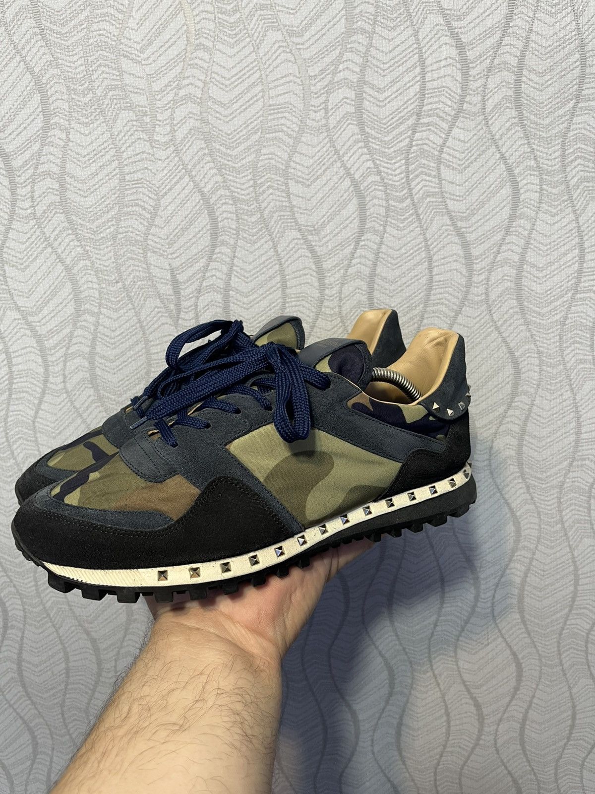Valentino Valentino Garavani Rockrunner Camo Suede Leather Sneakers Size US 10 / EU 43 - 2 Thumbnail