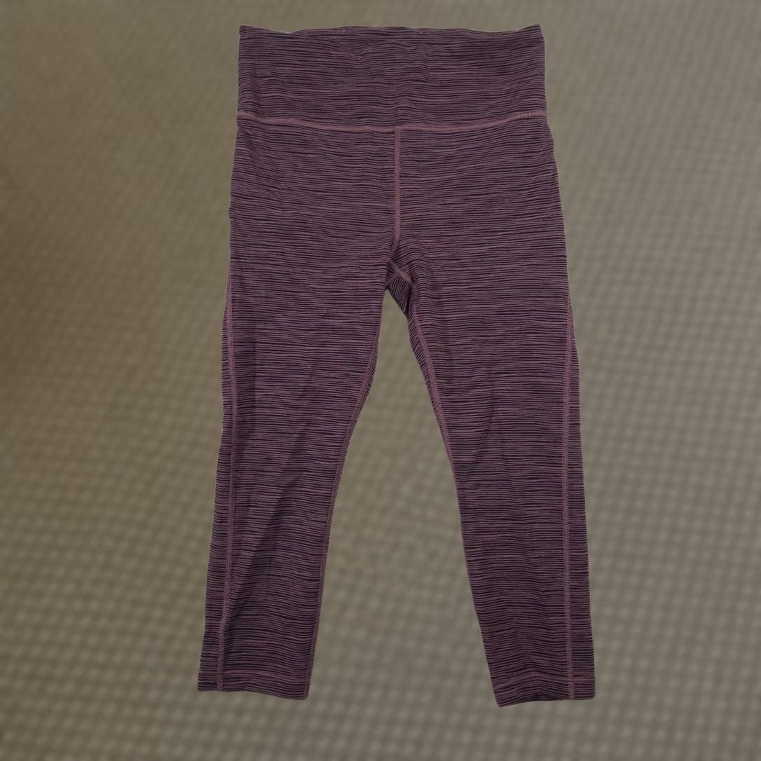 Athleta Athleta Capri Leggings Womens Small Purple Stripe Ultimate Capri Athletic Yoga Size 28" / US 6 / IT 42 - 1 Thumbnail