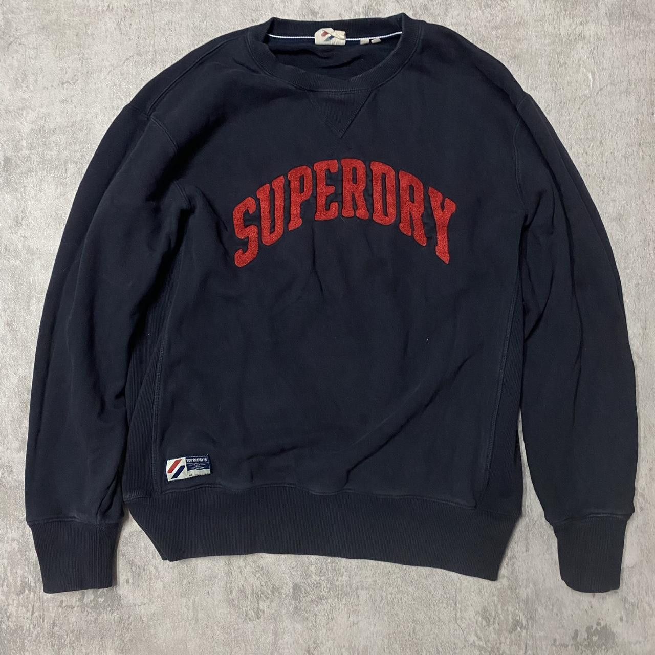 Superdry Navy Superdry sweatshirt with red spellout Size US XL / EU 56 / 4 - 1 Thumbnail