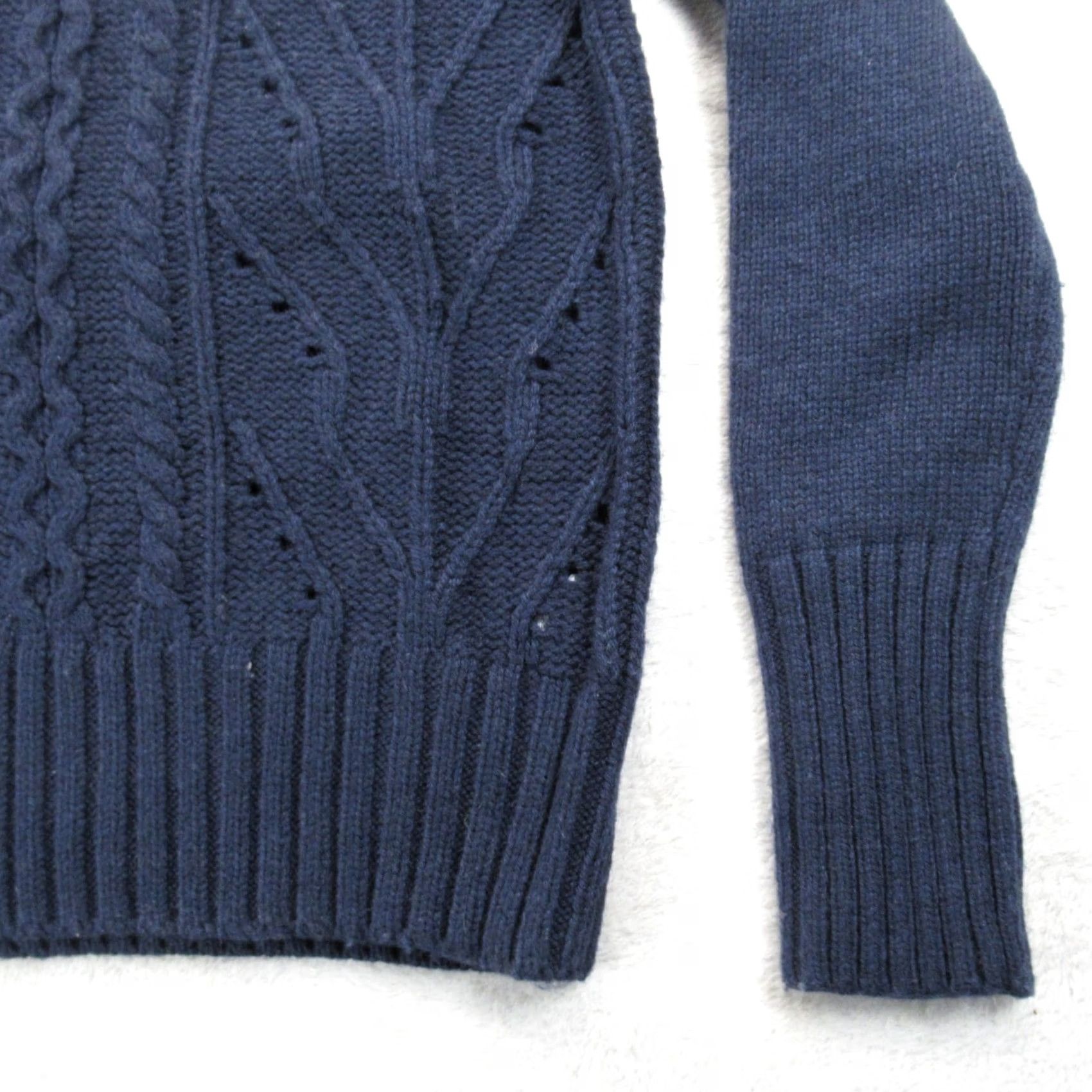 J.Crew J.CREW Pointelle Cable-Knit Wool Blend Sweater Womens XXS Navy Crew Neck Pullover Casual Size XXS / US 00 / IT 34 - 6 Thumbnail