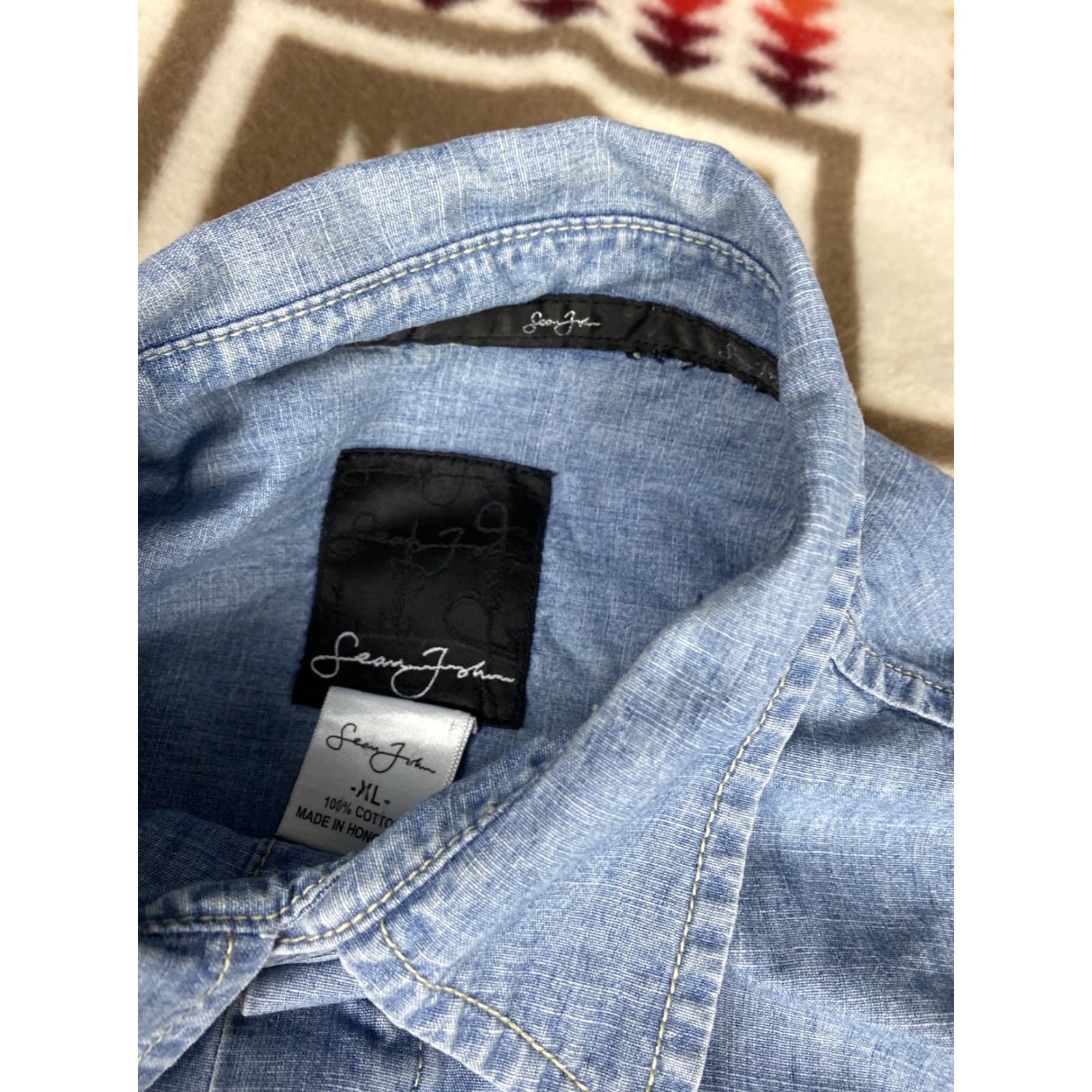 Sean John VINTAGE Sean John Denim Jean Shirt Short Sleeve XL Mens Blue Button Snap Shirt Size US XL / EU 56 / 4 - 5 Thumbnail