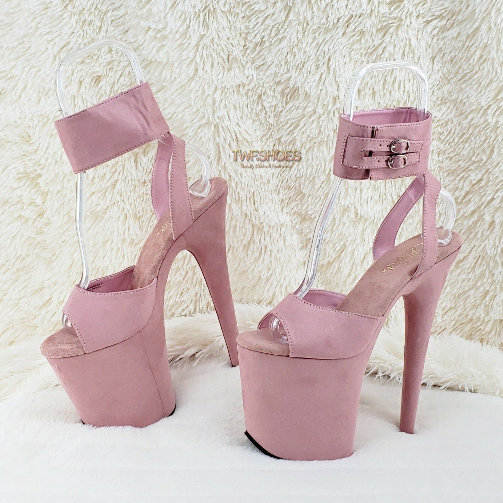 Other Flamingo 891 Pink Vegan Suede 8" High Heel Platform Shoe Wid Size US 11 / IT 41 - 3 Thumbnail