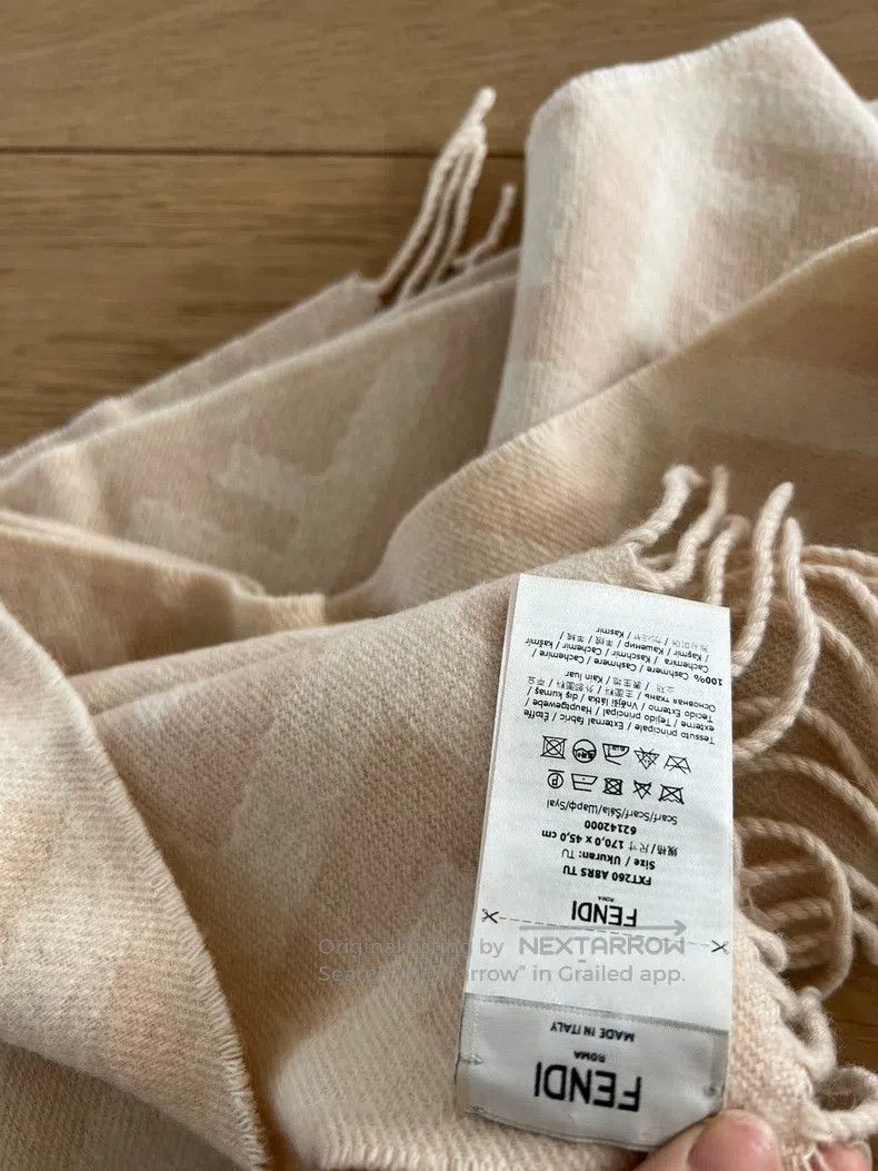 Fendi Fendi size 170*45cm Nude cashmere fringed scarf Size ONE SIZE - 6 Thumbnail