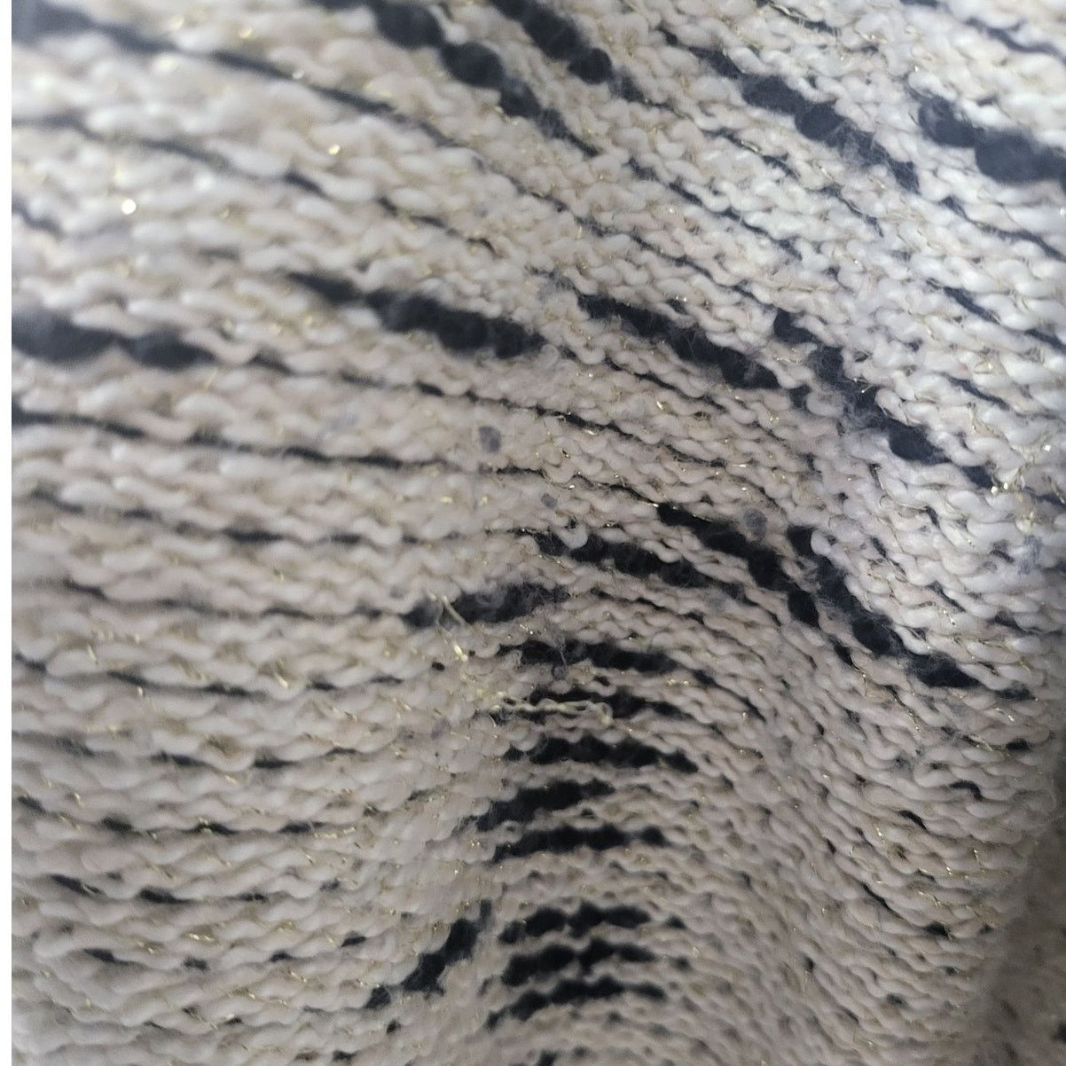 Loft Loft White w/ Black & Metallic Gold Cowl Neck Sweater - L Size L / US 10 / IT 46 - 3 Thumbnail