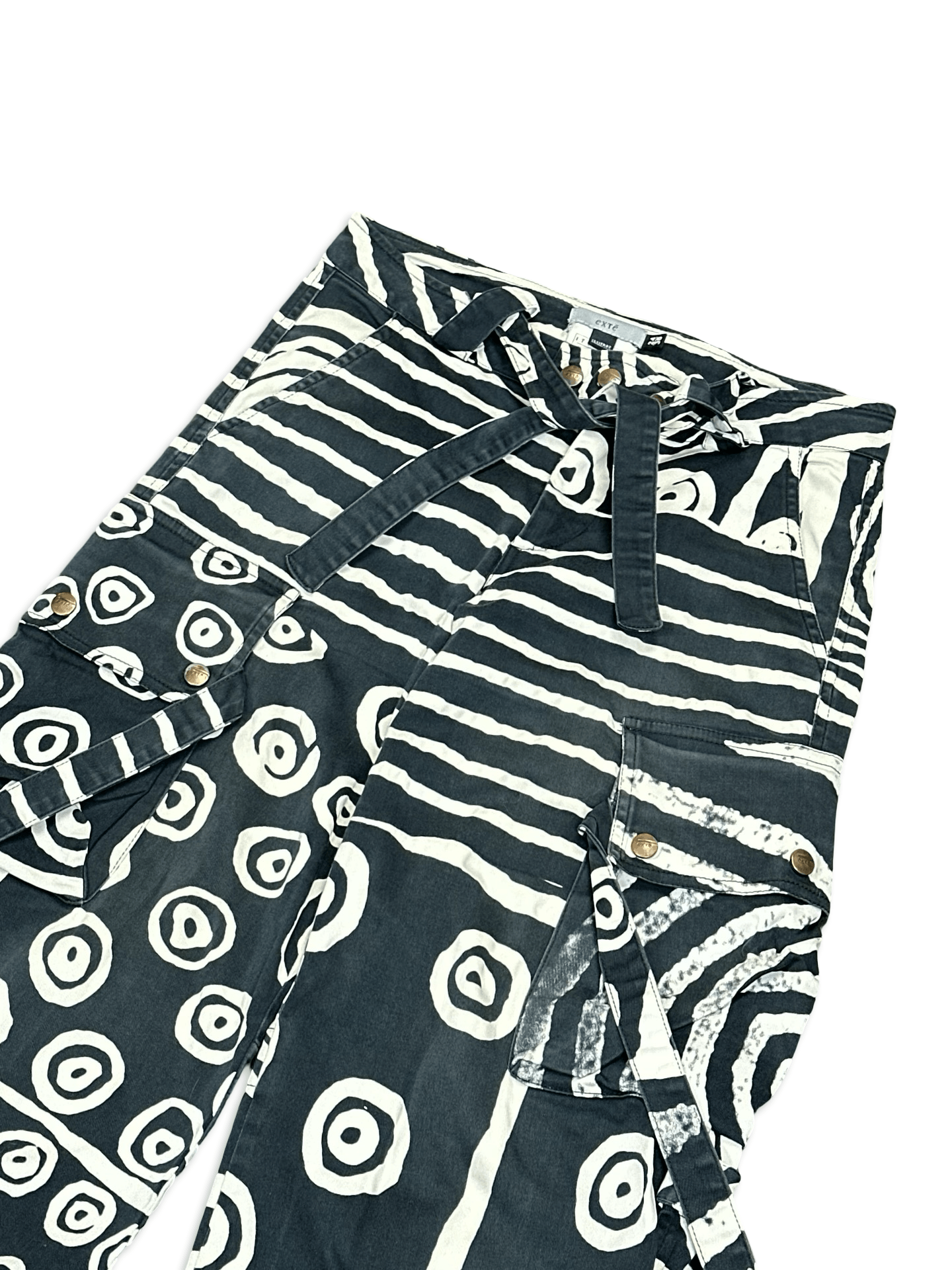 Japanese Brand Exte printed multipocket cargo bandage designer pants Size US 28 / EU 44 - 3 Thumbnail