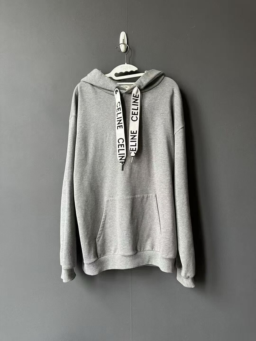 Celine Celine Gray Drawstring Letter Hoodie Size US XL / EU 56 / 4 - 1 Thumbnail