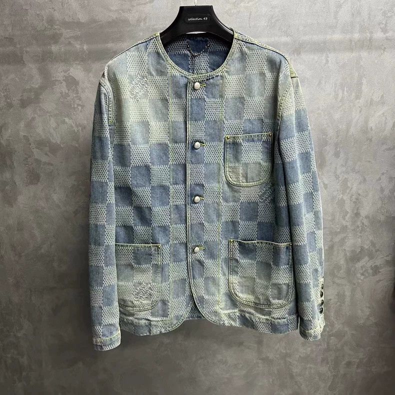 Louis Vuitton Blue Checkered Denim Jacket