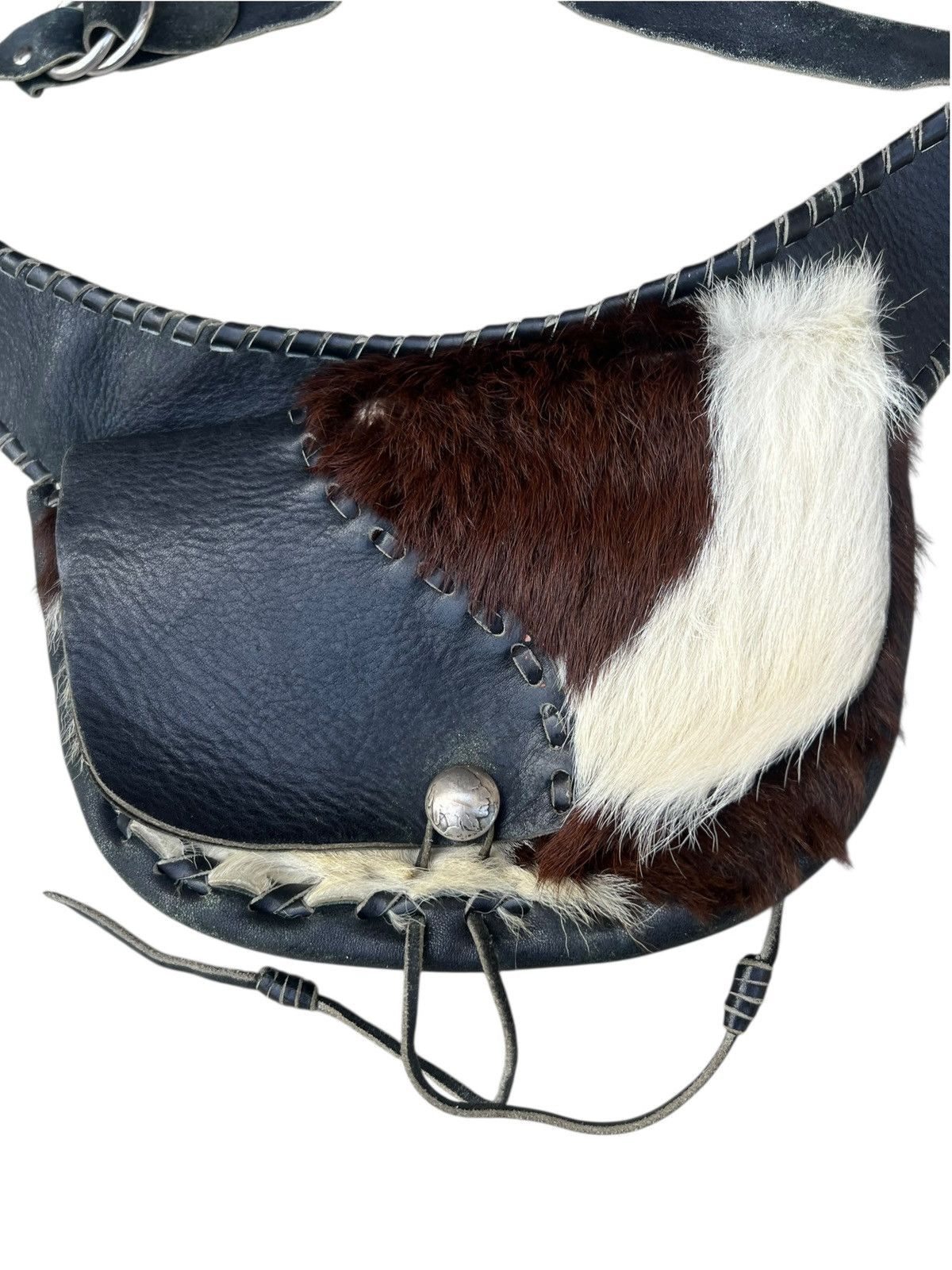 KMRii Vintage Unknown Japan Hybrid Leather Fur Native Chest Bag Size ONE SIZE - 9 Thumbnail