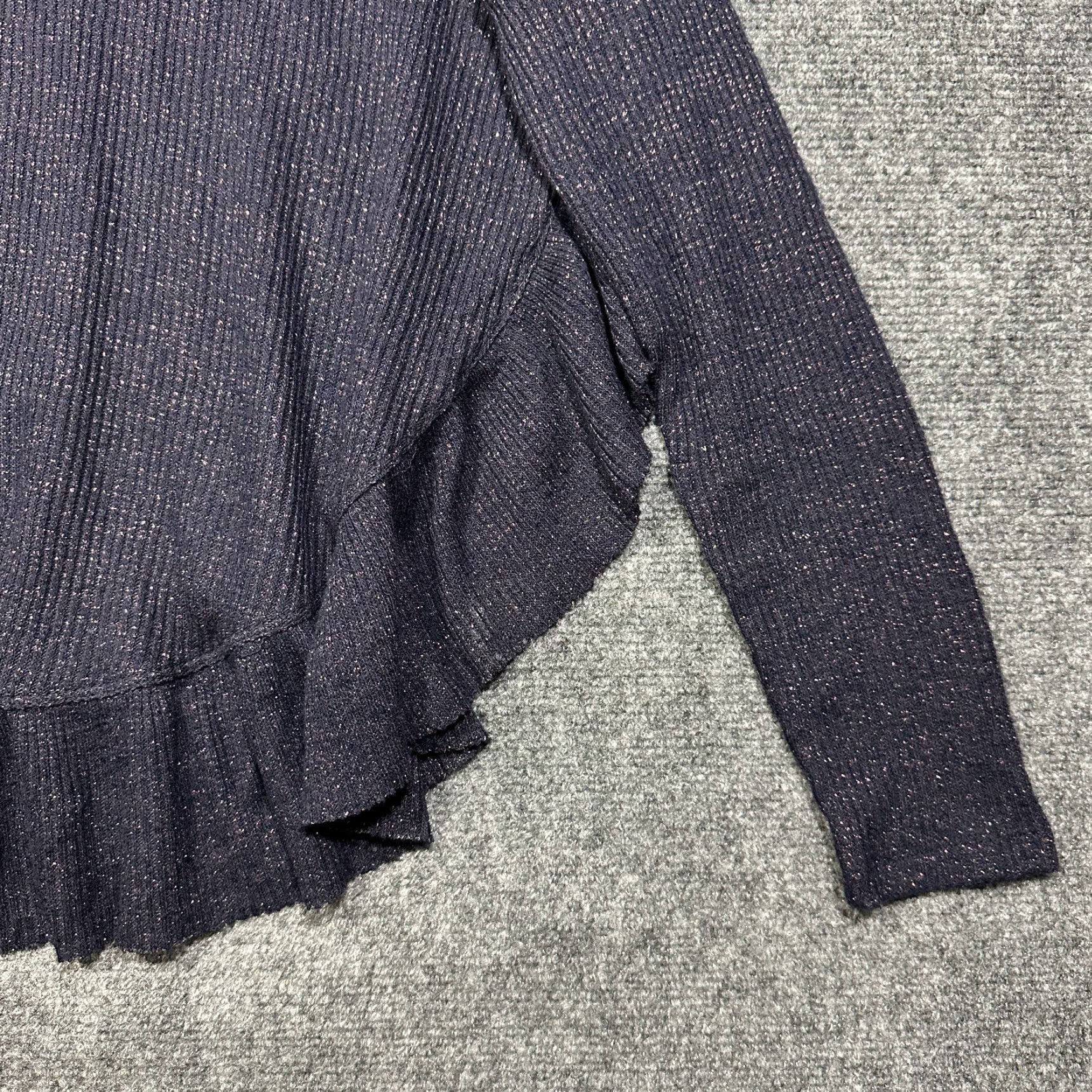 Anthropologie Anthropologie Sweater Womens Medium Navy Blue Pink Sparkle Ruffle Turtleneck Knit Pullover- Women's Classic Modern Size M/L (Size S) Size S / US 4 / IT 40 - 3 Thumbnail