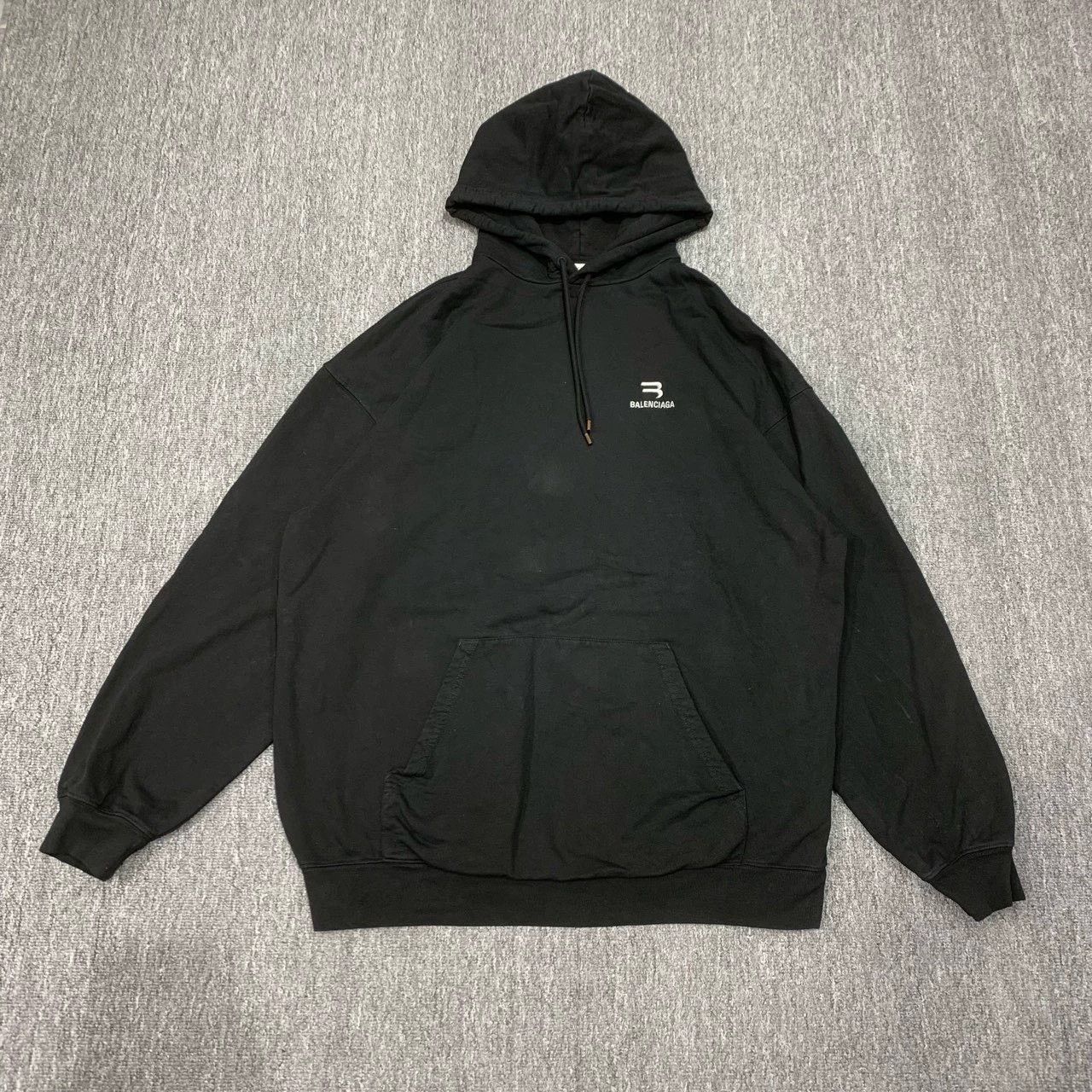 balenciaga black double logo hoodie sweatshirt