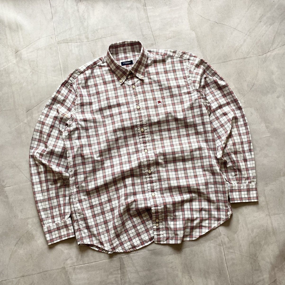 Burberry × Burberry Prorsum × Vintage Burberry Nova Check Checkered White/Red Button Up Shirt Size US L / EU 52-54 / 3 - 1 Thumbnail