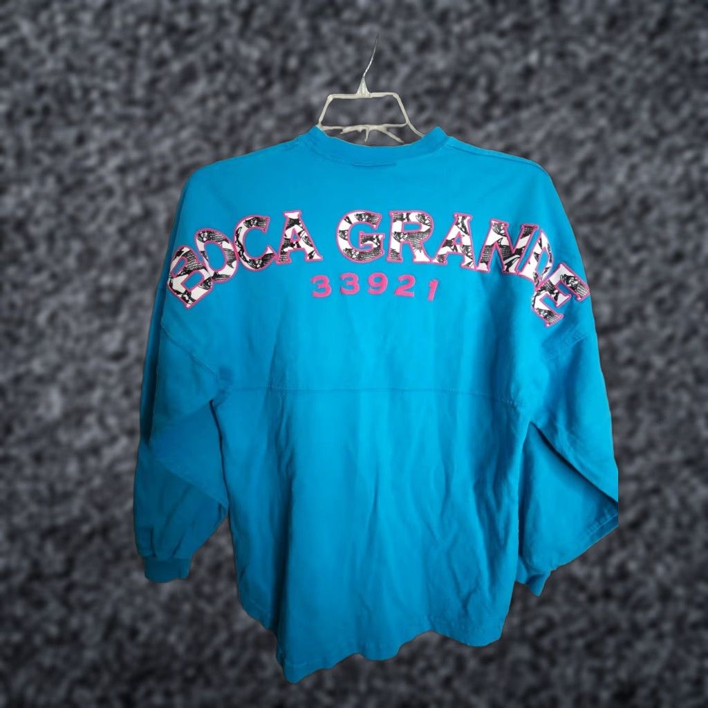 ESPIRIT Spirit Jersey Shirt Womens XS Boca Grande Florida FL Distressed Blue Logo Crew Neck Long Sleeve T-Shirt Relaxed Casual 100% Cotton USA Sports Retro Size XS / US 0-2 / IT 36-38 - 1 Thumbnail