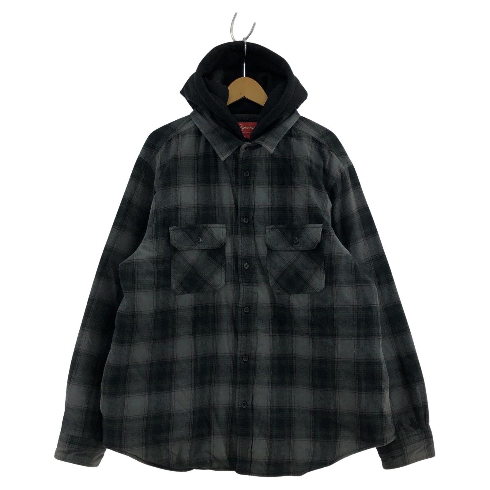 Supreme Fur Trim Flannel Hooded Shirt Red Plaid Men's - FW24