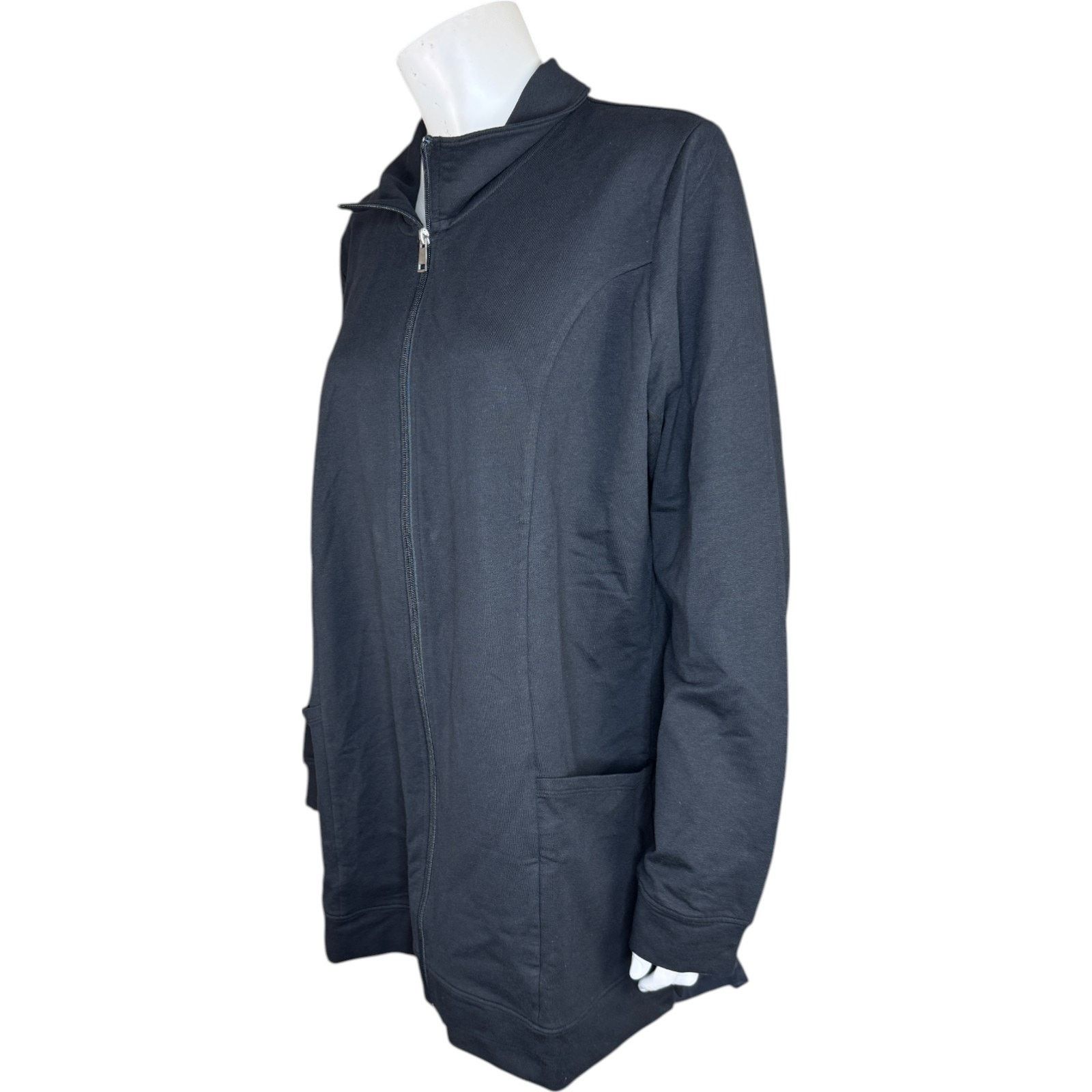 Denim & Co. Denim & Co. EasyWear French Terry Tunic Jacket Black LP Size L / US 10 / IT 46 - 9 Thumbnail
