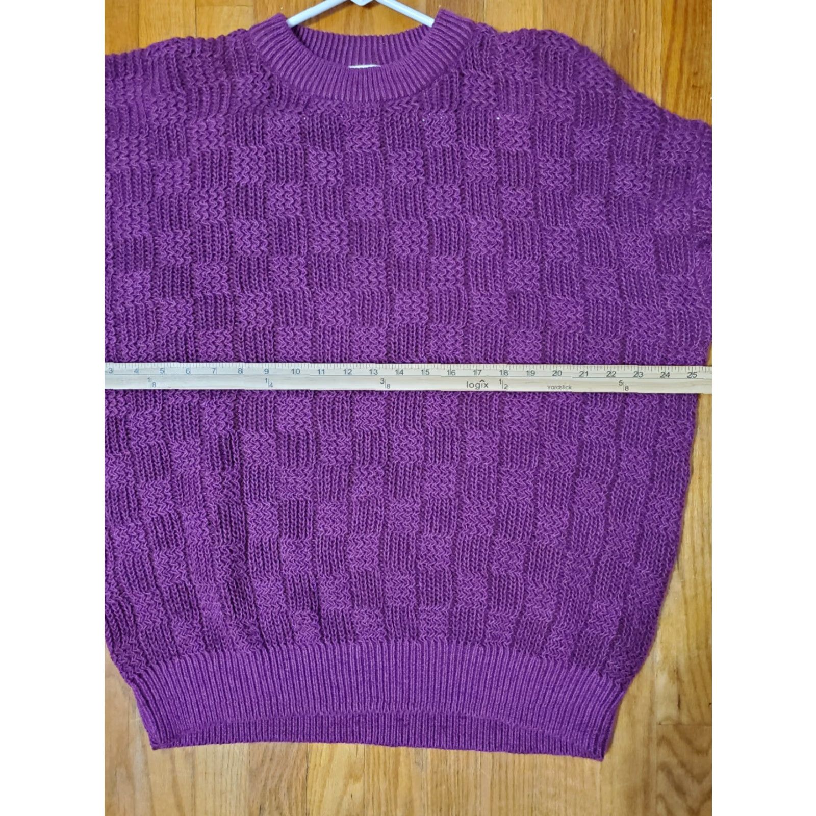 Vintage VINTAGE Weekends Sweater XL Purple Patchwork Crew Neck Knits, Cotton Blend, Ramie, Heavyweight, 80s Pullover, Women Size XL / US 12-14 / IT 48-50 - 7 Thumbnail