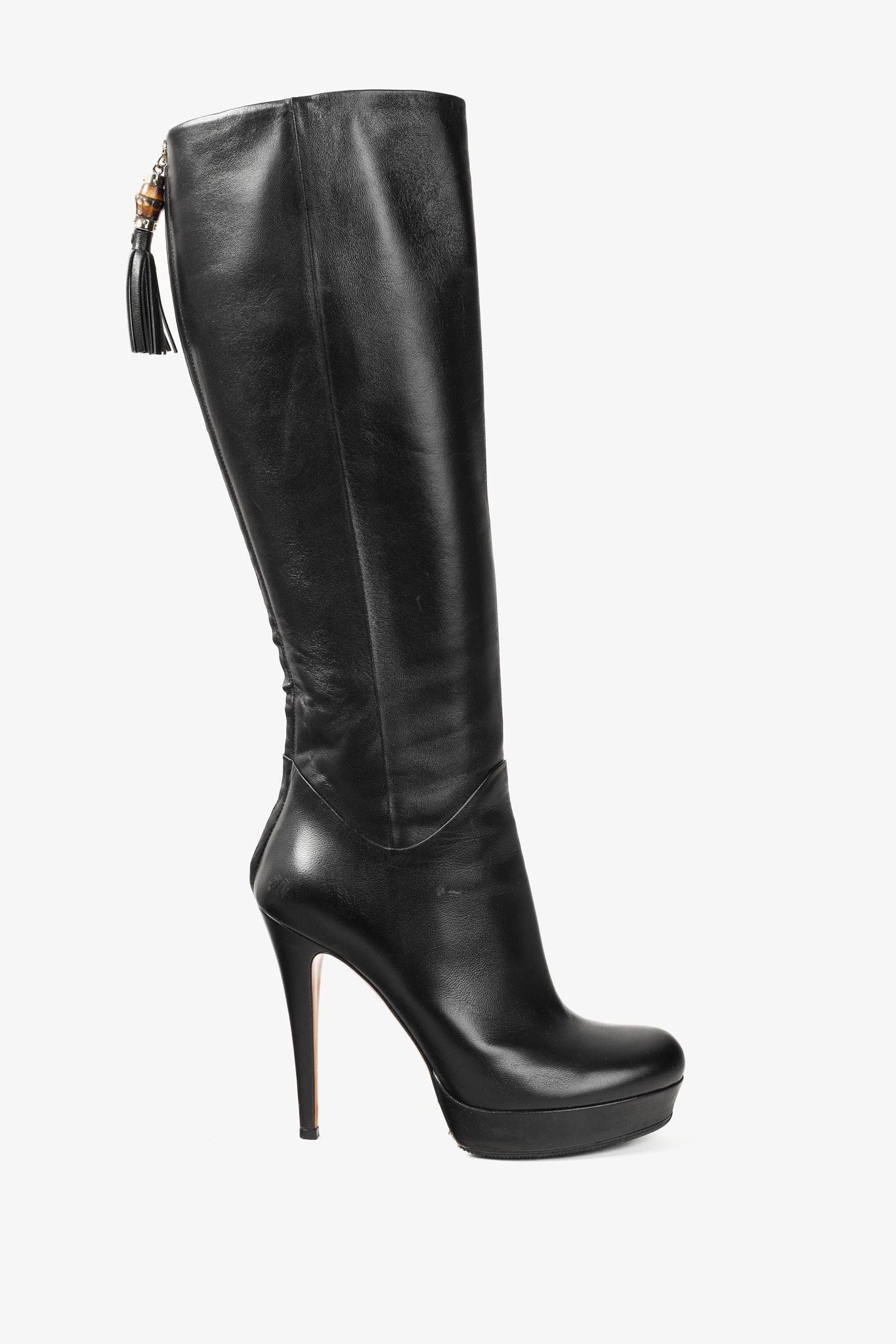 Gucci Gucci Knee Length Leather Bamboo Tassel Platform Boots Size US 6.5 / IT 36.5 - 1 Thumbnail
