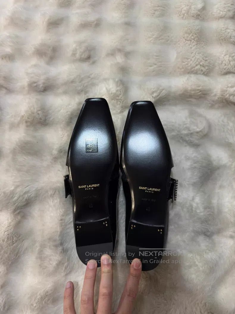 Saint Laurent Paris Saint Laurent Paris Crystal Buckle Loafers Leather Shoes Size US 7 / EU 40 - 5 Thumbnail