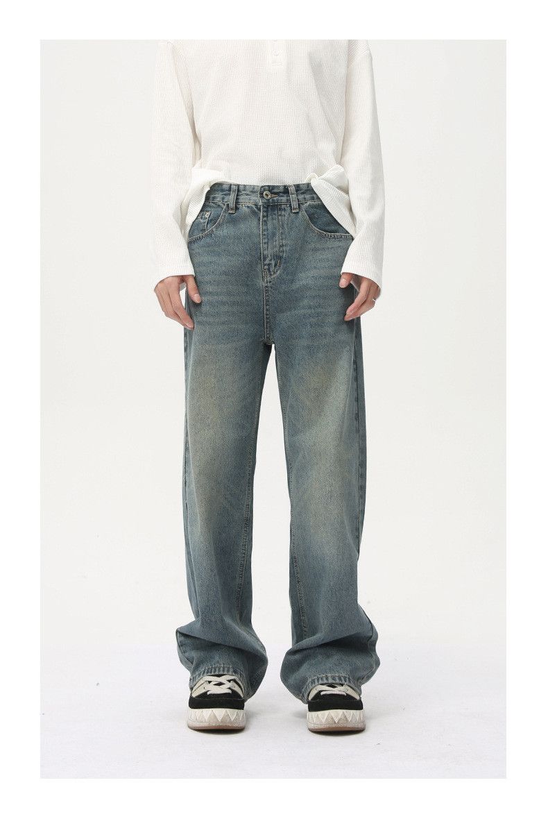 Japanese Brand × Jean Japanese retro straight distressed wide-leg washed jeans Size US 32 / EU 48 - 1 Thumbnail