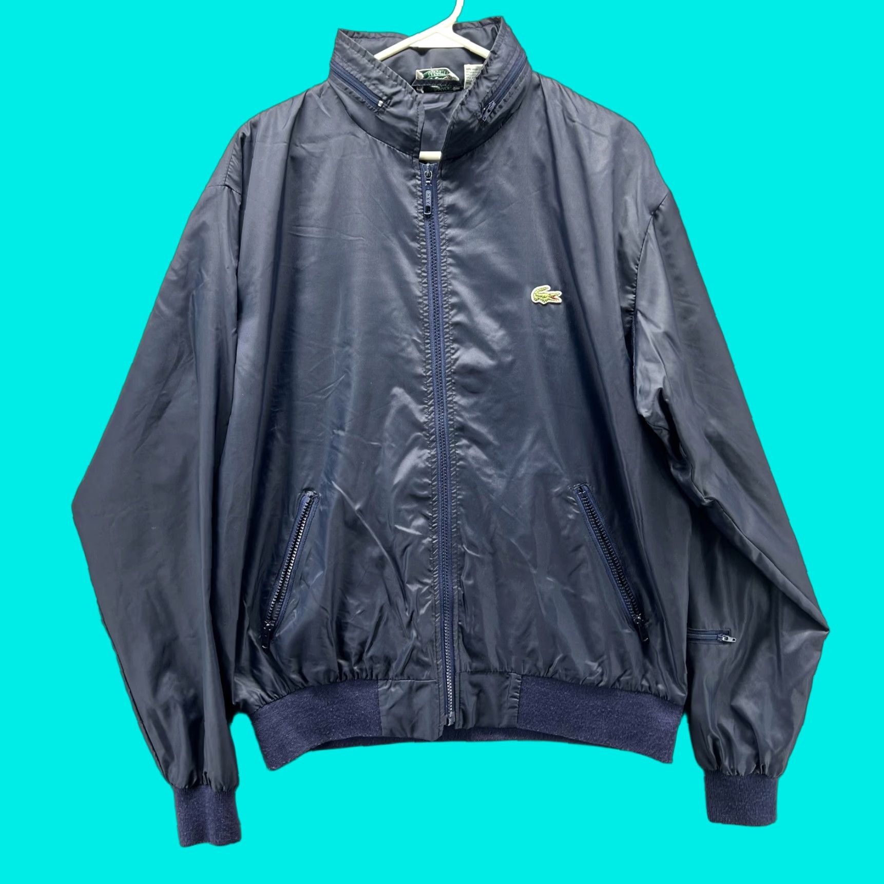 Izod VINTAGE Izod Lacoste Jacket Mens S Navy Blue Nylon Full Zip Bomber 80s Size US S / EU 44-46 / 1 - 1 Thumbnail