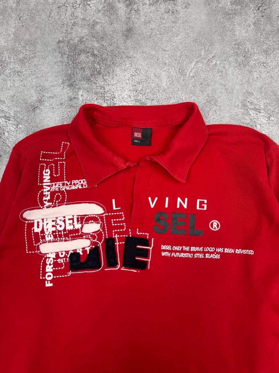 Diesel Diesel Men's Long Sleeve Polo Shirt Red Size L Size US L / EU 52-54 / 3 - 2 Thumbnail