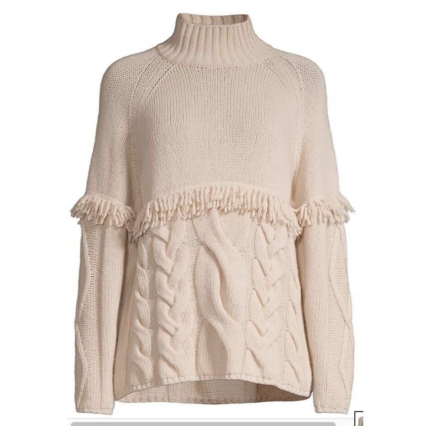 MaxMara Weekend Colmo Fringed Wool Sweater Cable Knit M